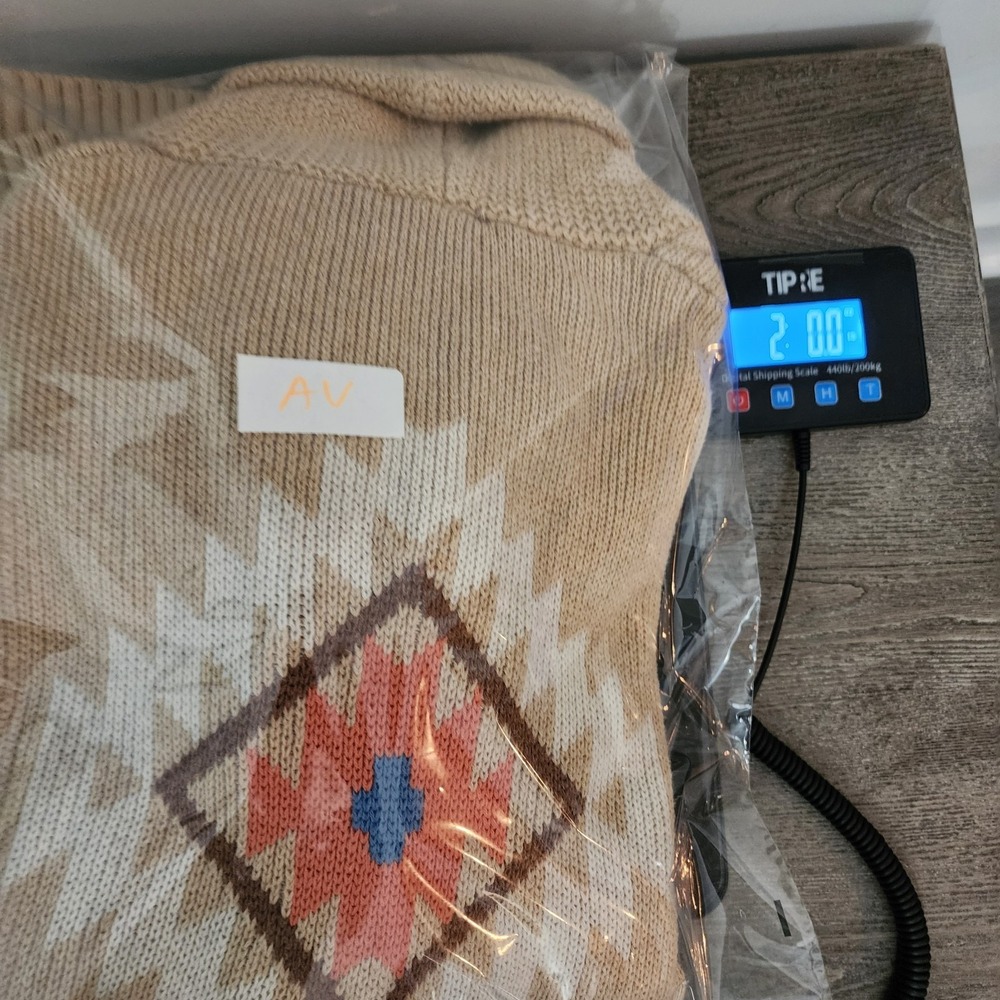 Pendleton Cardigan Tan Aztec Sweater Cotton Shawl Collar Southwestern Western L - Picture 15 of 15
